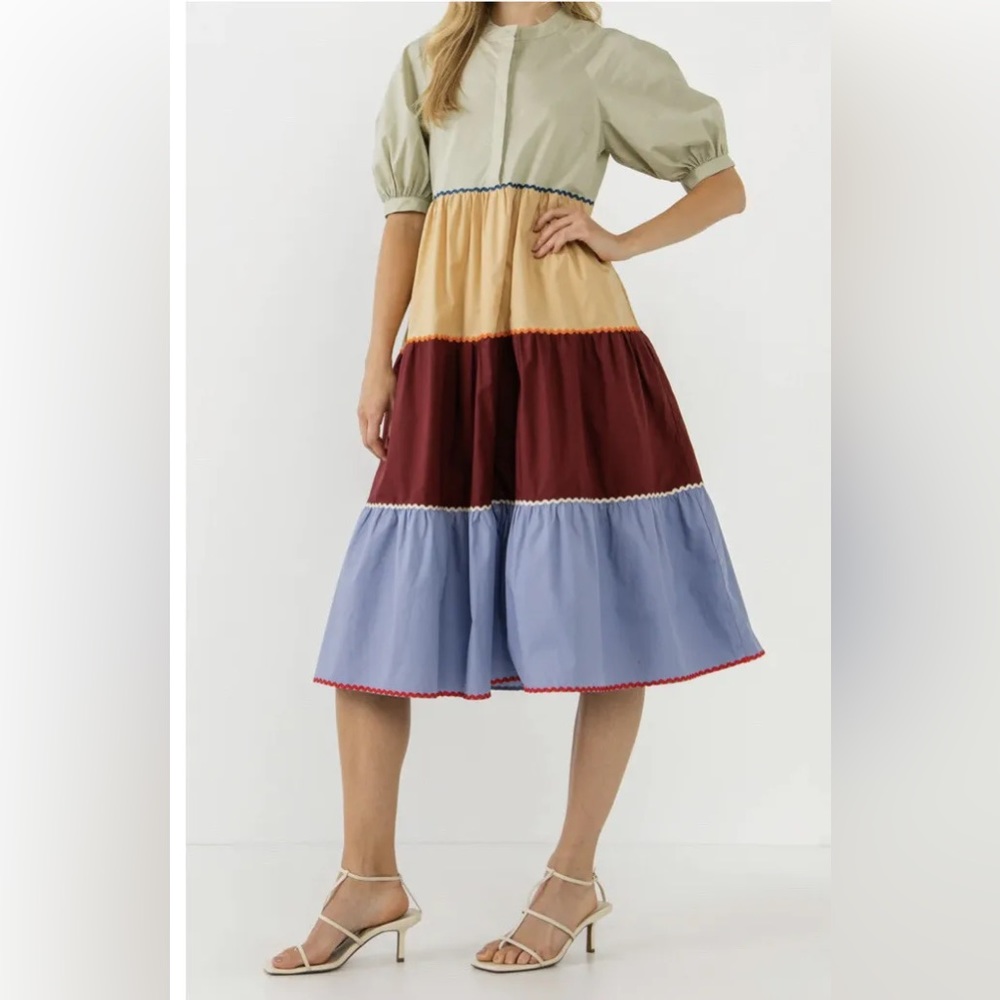 Never Worn! English Factory Tuscany Color Block Midi Dress